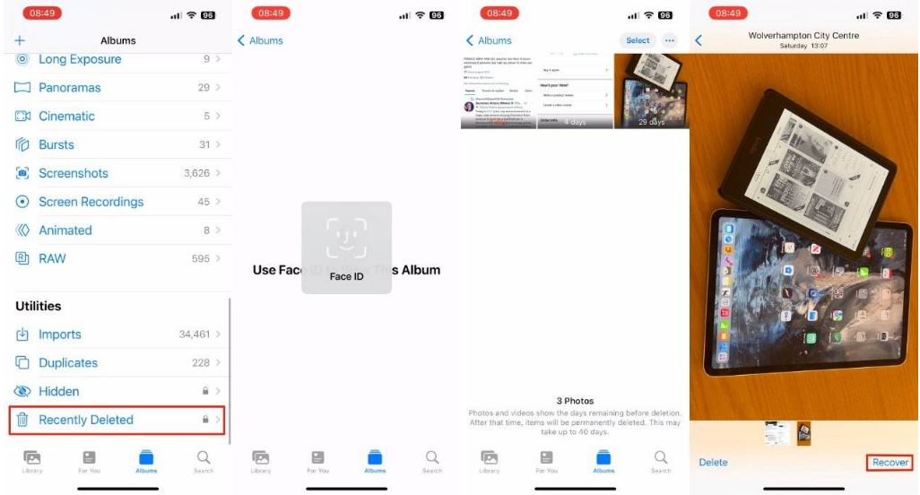 方城苹果14维修分享 iPhone14 上恢复已删除的照片 