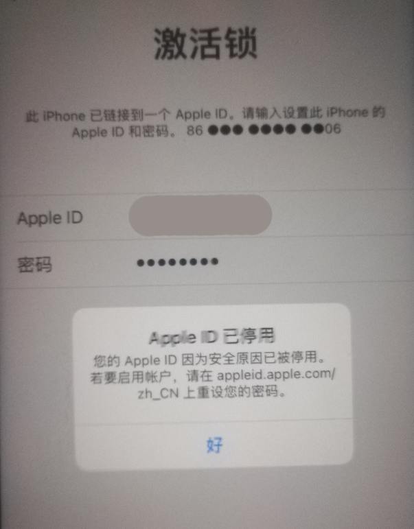 方城苹果手机维修分享iPhone 12 出现提示“Apple ID 已停用”怎么办 